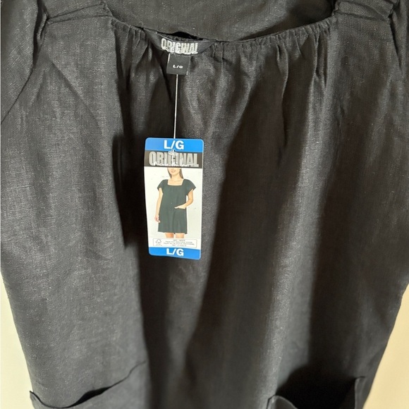 Nicole Miller Original Casual Linen Black Dress with Pockets Size L BNWT - Picture 5 of 8